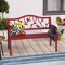 Red Metal Outdoor Garden Bench with Bird Backrest for Patio Decor